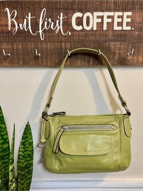 Fossil Bright Green Leather Shoulder Bag